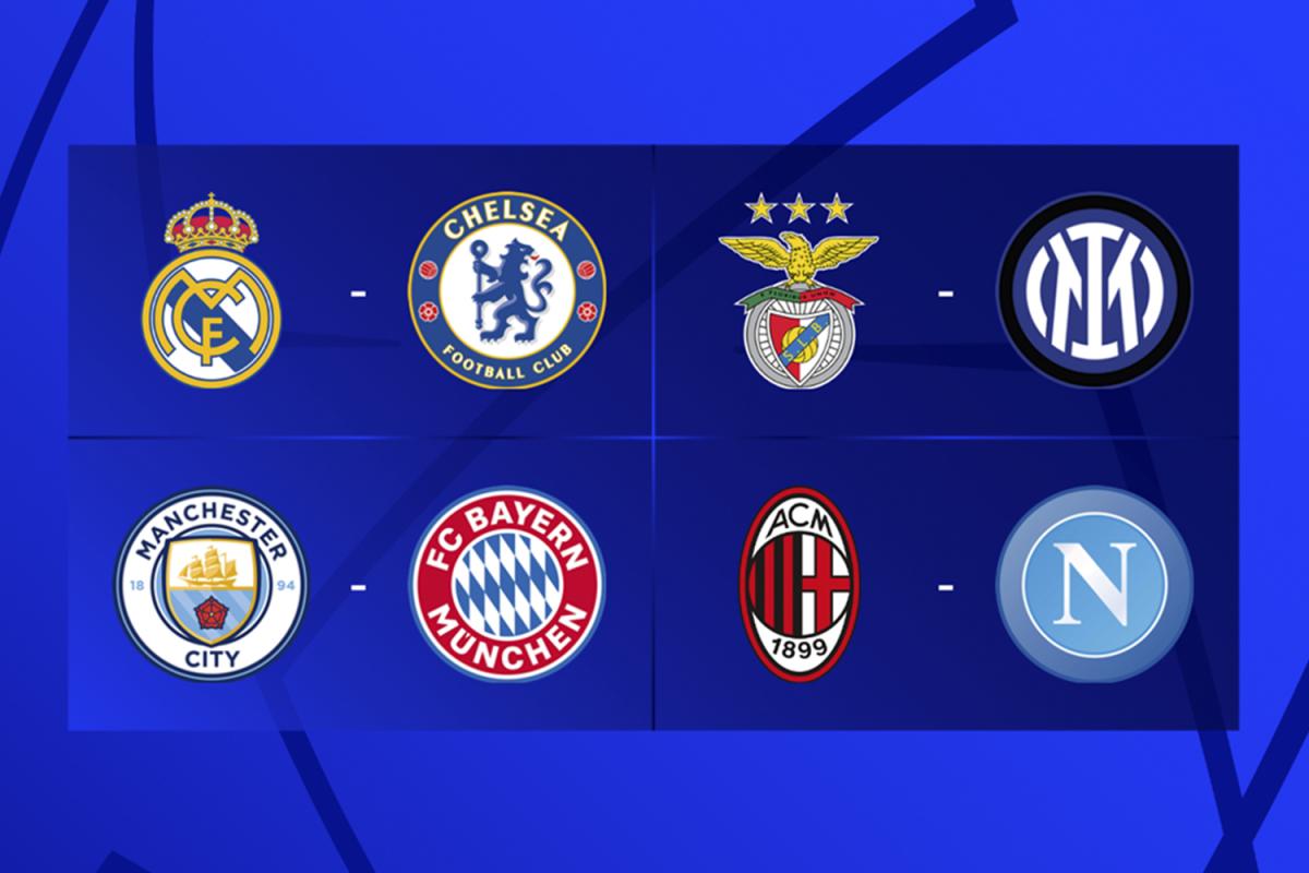 Planeta do Futebol 🌎 on X: Os 8 clubes classificados para as quartas de  final da Champions League: - Chelsea 🏴󠁧󠁢󠁥󠁮󠁧󠁿 - Benfica 🇵🇹 - Bayern  🇩🇪 - Milan 🇮🇹 - Inter