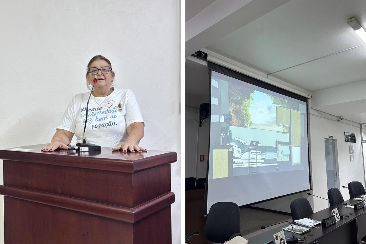 Neusa esteve na tribuna na segunda-feira e, durante sua manifestação, foram mostradas imagens do projeto de reformas nos quartos de acolhimento (Fotos: Divulgação / Câmara)