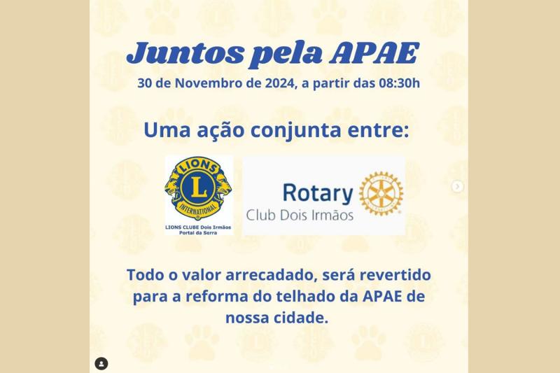 1ª Caminhada Juntos pela APAE acontecerá no dia 30 de novembro