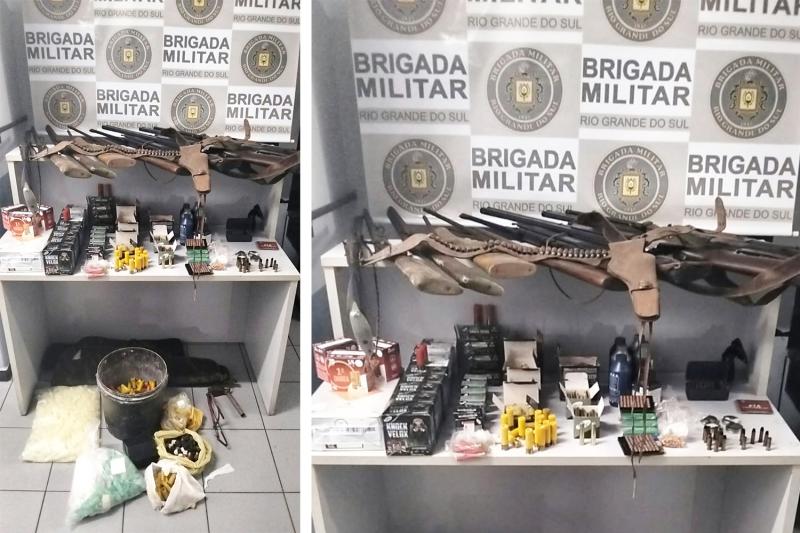 BM prende homem por violência doméstica e acervo de armamento ilícito
