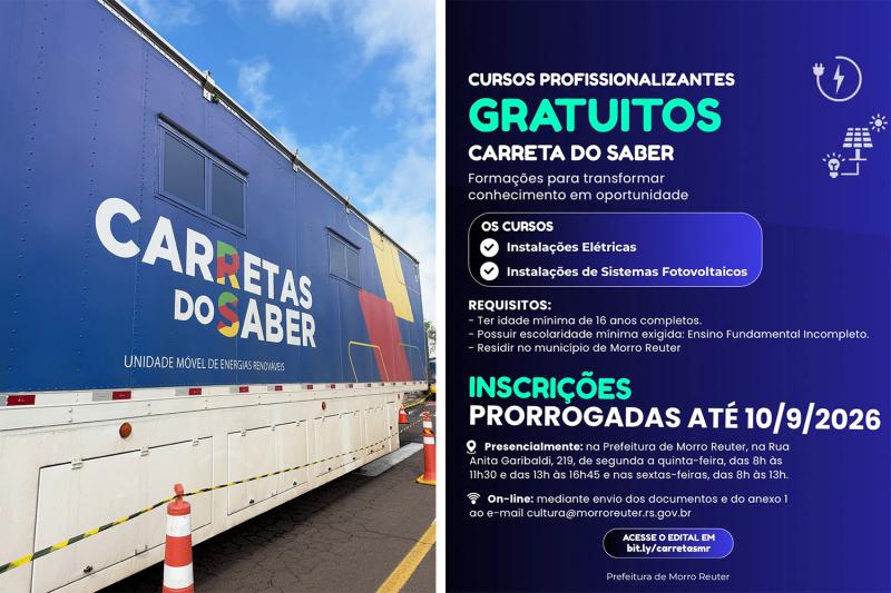 Cursos profissionalizantes gratuitos tem inscrições prorrogadas em Morro Reuter
