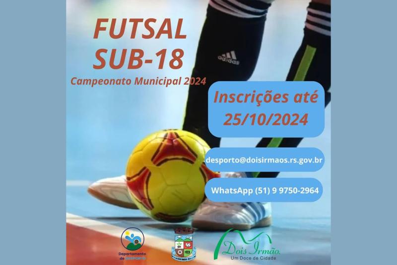 Desporto abre inscrições para o Municipal de Futsal Sub-18 Masculino