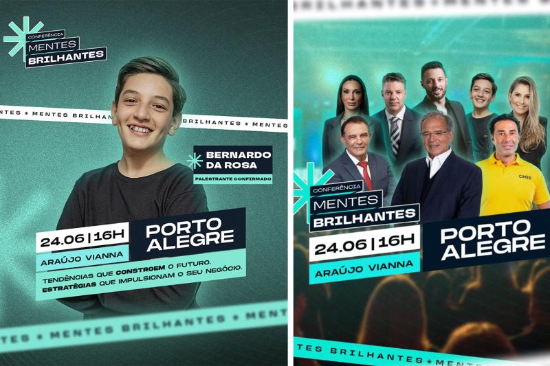 Empreendedor mirim de Dois Irmãos é um dos palestrantes do Mentes Brilhantes