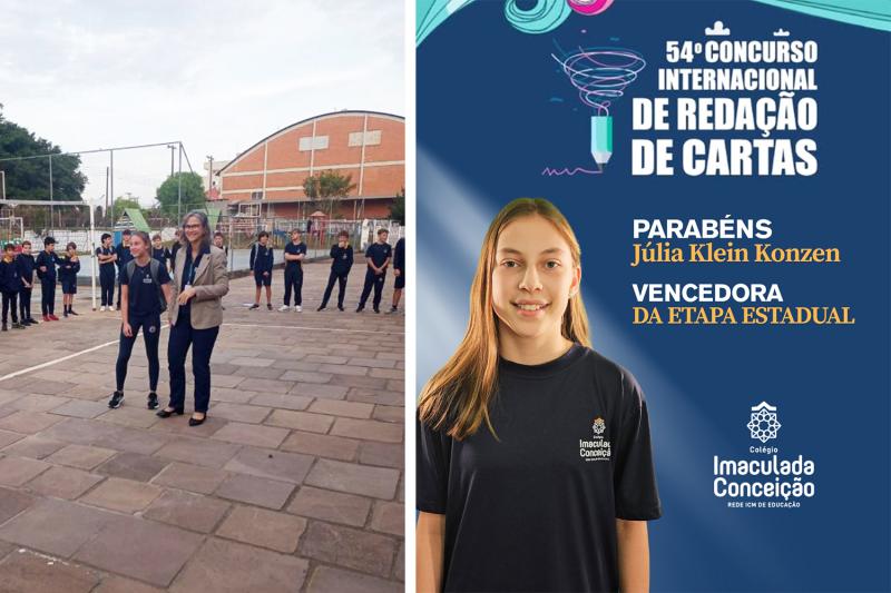 Estudante do Imaculada conquista 1º lugar na etapa estadual de concurso nacional de redação