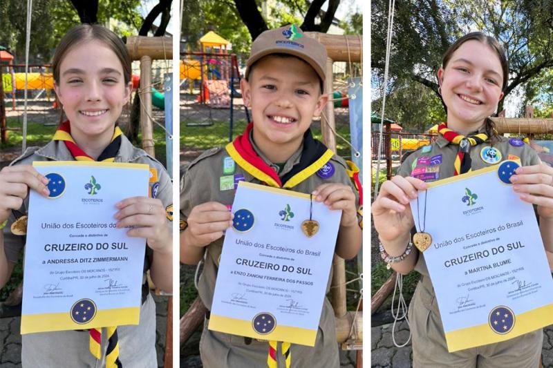 Jovens do Grupo Escoteiro Os Moicanos recebem honraria do Cruzeiro do Sul