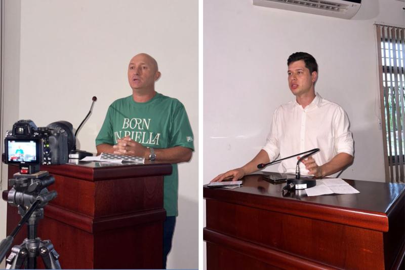 Moacir Filipin falou em nome dos moradores do bairro Primavera. Secretário Ederson também esteve na Câmara (Fotos: Divulgação / Câmara)