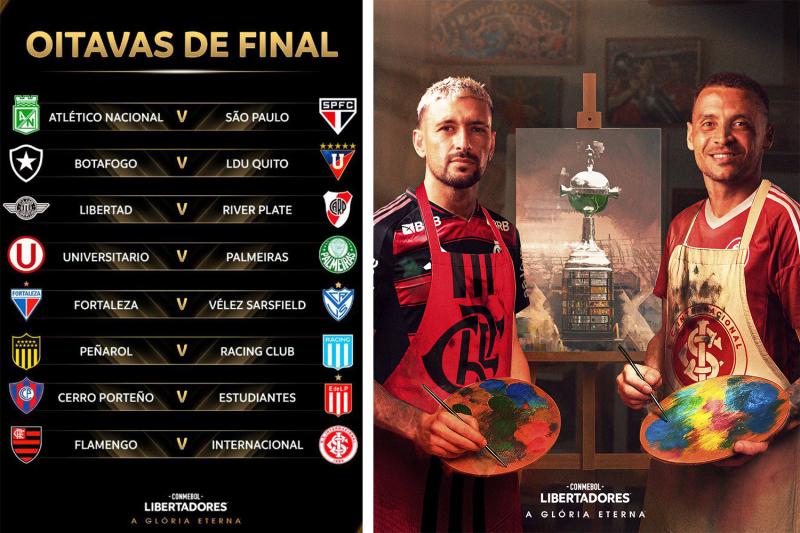 Sorteio define Flamengo x Inter nas oitavas da Libertadores; veja jogos