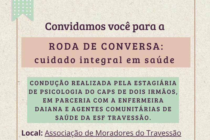 Travessão terá roda de conversa sobre autocuidado em saúde mental